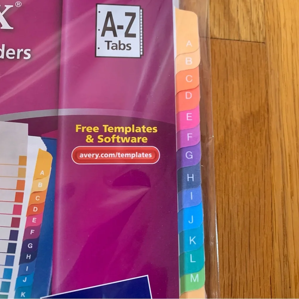 Avery Ready Index A-Z Color Coded Divider Sheets w/ Tabs No. 11225
